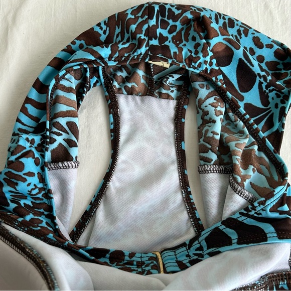 Leilani One Piece Animal Print Geometric Wood Beads Swim Suit - Picture 12 of 13